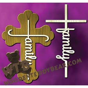 Word in Cross - Family | Fretwork Scroll Saw Pattern | Wooden Teddy Bear