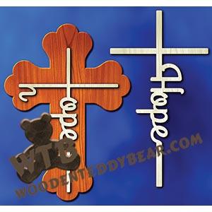 Word in Cross - Hope | Fretwork Scroll Saw Pattern | Wooden Teddy Bear