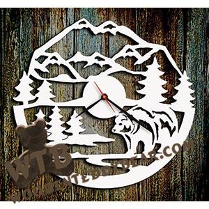 Bear Scene Clock | Fretwork Scroll Saw Pattern | Wooden Teddy Bear