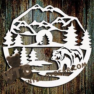 Bear Scene | Fretwork Scroll Saw Pattern | Wooden Teddy Bear