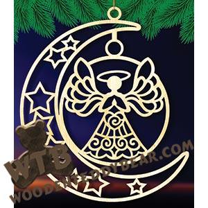 Crescent Moon Plaque - Angel | Fretwork Scroll Saw Pattern | Wooden Teddy Bear