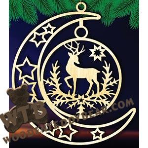 Crescent Moon Plaque - Deer | Fretwork Scroll Saw Pattern | Wooden Teddy Bear