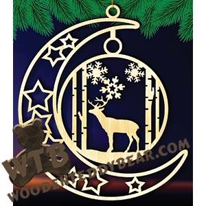 Crescent Moon Plaque - Deer #2 | Fretwork Scroll Saw Pattern | Wooden Teddy Bear