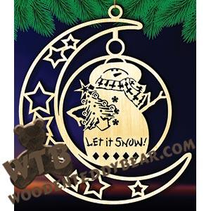 Crescent Moon Plaque - Let It Snow | Fretwork Scroll Saw Pattern | Wooden Teddy Bear