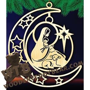 Crescent Moon Plaque - Mary & Jesus #2 | Fretwork Scroll Saw Pattern | Wooden Teddy Bear