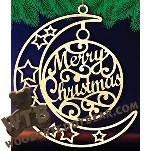 Crescent Moon Plaque - Merry Christmas | Fretwork Scroll Saw Pattern | Wooden Teddy Bear