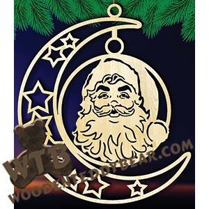 Crescent Moon Plaque - Santa | Fretwork Scroll Saw Pattern | Wooden Teddy Bear