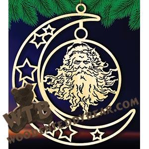 Crescent Moon Plaque - Santa #2 | Fretwork Scroll Saw Pattern | Wooden Teddy Bear