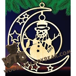 Crescent Moon Plaque - Snowman | Fretwork Scroll Saw Pattern | Wooden Teddy Bear