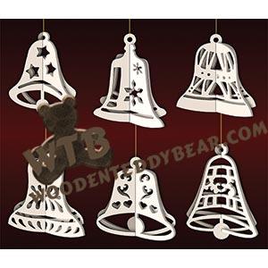 Slotted Bell Ornaments | Fretwork Scroll Saw Pattern | Wooden Teddy Bear