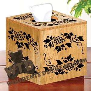 Cube Tissue Box - Grapevine | Fretwork Scroll Saw Pattern | Wooden Teddy Bear