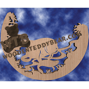 Manatees Scene | Fretwork Scroll Saw Pattern | Wooden Teddy Bear