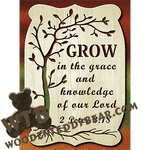 Grow In Grace | Fretwork Scroll Saw Pattern | Wooden Teddy Bear