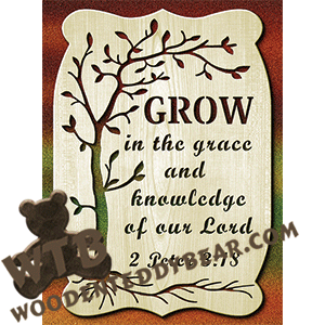 Grow In Grace | Fretwork Scroll Saw Pattern | Wooden Teddy Bear