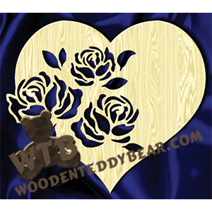 Heart & Roses #4 | Fretwork Scroll Saw Pattern | Wooden Teddy Bear
