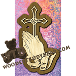 Praying Hands With Cross Overlay | Fretwork Scroll Saw Pattern | Wooden Teddy Bear