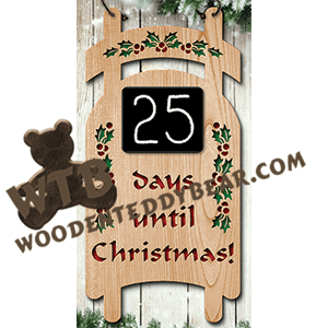 Sled Advent - Holly | Fretwork Scroll Saw Pattern | Wooden Teddy Bear