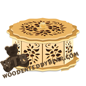 Flowers Octogon Box | Fretwork Scroll Saw Pattern | Wooden Teddy Bear