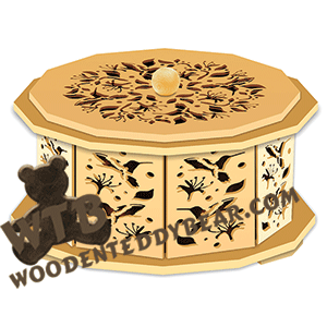 Hummingbirds Octogon Box | Fretwork Scroll Saw Pattern | Wooden Teddy Bear