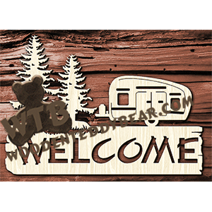 Camping Welcome | Fretwork Scroll Saw Pattern | Wooden Teddy Bear