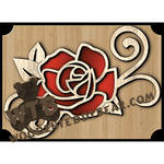 Rose & Swirls | Fretwork Scroll Saw Pattern | Wooden Teddy Bear