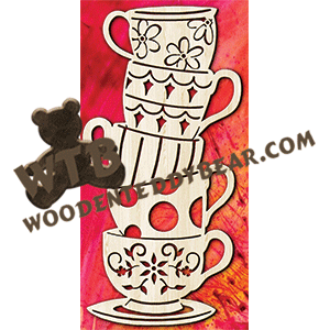 Stack Of Cups | Fretwork Scroll Saw Pattern | Wooden Teddy Bear