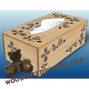 Crosses & Roses Tissue Box | Fretwork Scroll Saw Pattern | Wooden Teddy Bear