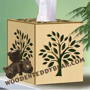 Cube Tissue Box - Tree of Life | Fretwork Scroll Saw Pattern | Wooden Teddy Bear