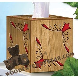 Cube Tissue Box - Tulip | Fretwork Scroll Saw Pattern | Wooden Teddy Bear