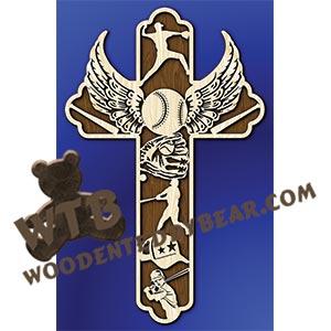 Baseball Cross | Fretwork Scroll Saw Pattern | Wooden Teddy Bear