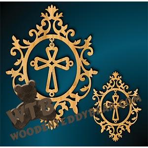 Cross in Oval Frame #2 | Fretwork Scroll Saw Pattern | Wooden Teddy Bear