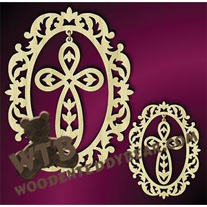 Cross in Oval Frame #5 | Fretwork Scroll Saw Pattern | Wooden Teddy Bear
