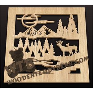 Square Trivet - Deer #2 | Fretwork Scroll Saw Pattern | Wooden Teddy Bear