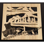 Square Trivet - Fishing #2 | Fretwork Scroll Saw Pattern | Wooden Teddy Bear