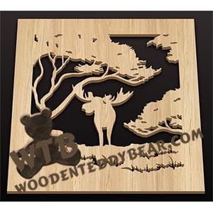 Square Trivet - Moose | Fretwork Scroll Saw Pattern | Wooden Teddy Bear