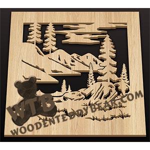Square Trivet - Nature #2 | Fretwork Scroll Saw Pattern | Wooden Teddy Bear