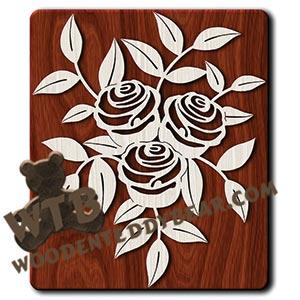 Three Roses | Fretwork Scroll Saw Pattern | Wooden Teddy Bear