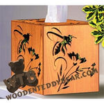 Cube Tissue Box - Bees & Flowers | Fretwork Scroll Saw Pattern | Wooden Teddy Bear