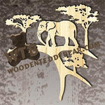 Elephant on Deer Antler | Fretwork Scroll Saw Pattern | Wooden Teddy Bear