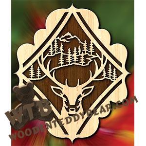 Deer Head in Diamond | Fretwork Scroll Saw Pattern | Wooden Teddy Bear