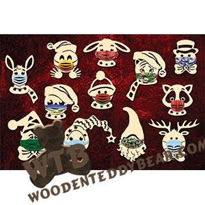 Critters with Masks Set #1 | Fretwork Scroll Saw Pattern | Wooden Teddy Bear