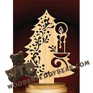 Tree with Candle | Fretwork Scroll Saw Pattern | Wooden Teddy Bear