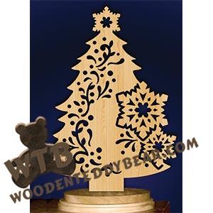 Tree with Snowflakes | Fretwork Scroll Saw Pattern | Wooden Teddy Bear