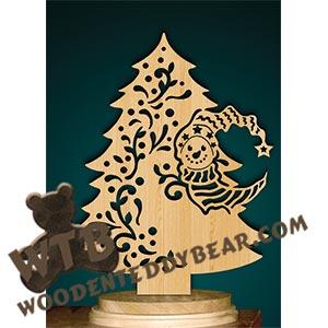 Tree with Snowman | Fretwork Scroll Saw Pattern | Wooden Teddy Bear