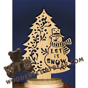 Tree with Snowman #2 | Fretwork Scroll Saw Pattern | Wooden Teddy Bear