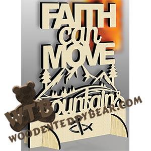 Stand-Up Plaque - Faith | Fretwork Scroll Saw Pattern | Wooden Teddy Bear