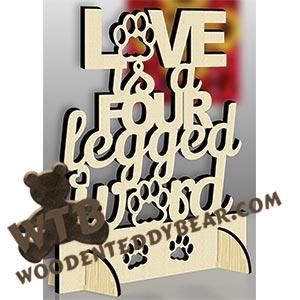 Stand-Up Plaque - Pet Love | Fretwork Scroll Saw Pattern | Wooden Teddy Bear