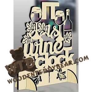 Stand-Up Plaque - Wine | Fretwork Scroll Saw Pattern | Wooden Teddy Bear