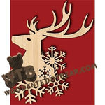 Deer Head & Snowflakes #2 | Fretwork Scroll Saw Pattern | Wooden Teddy Bear