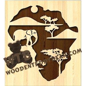Africa & Elephant | Fretwork Scroll Saw Pattern | Wooden Teddy Bear